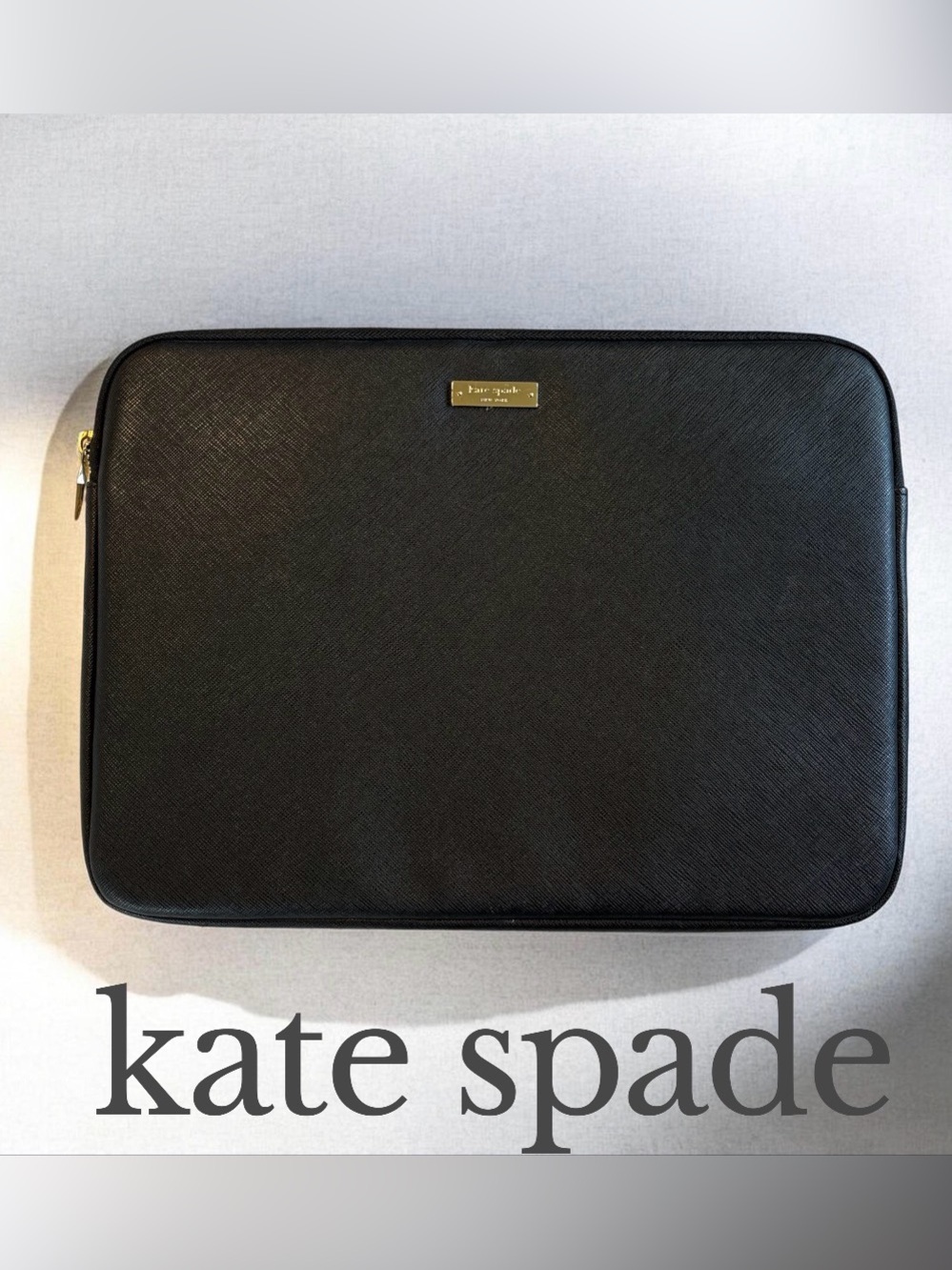 Kate Spade Black Saffiano Leather 13–14" Laptop Sleeve Pink Interior